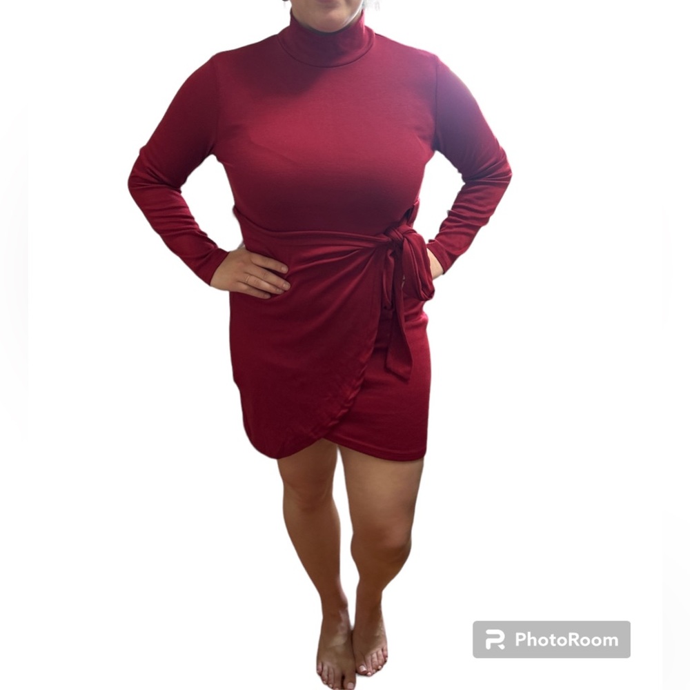💄 Beautiful and classy burgundy turtleneck dress size M.